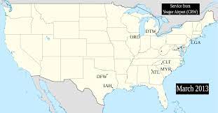 Yeager is small airport with just a few gates and somewhat basic services. File Crw Flight Map Svg Wikimedia Commons