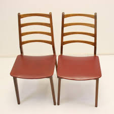 For Sale Pair Of Dining Chairs With Teak Vinyl Red Seats 1960s In 2020 Dining Chairs Chair Dining