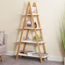 Hartleys 4 Tier Bamboo Bookcase In Use Jpg In 2020 Wooden Ladder Shelf Ladder Shelf Ladder Shelf Decor
