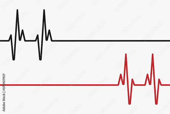 Heartbeat red and black line. Palpitation. Red heartbeat, line of life and  black heartbeat, line of death Stock Vector | Adobe Stock