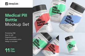 Download Pill Bottle Premium Mockup Set In Creative Store On Yellow Images Creative Store PSD Mockup Templates