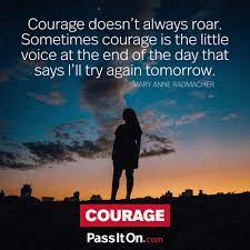 Reposts are allowed, but only if the original post is at least 3 months old, and not currently in the top 100 submissions of all time. Courage Doesn T Always Roar Sometimes Courage Is The Little Voice At The End Of The Day That Says I Ll Try Again Tomorrow Mary Anne Radmacher Passiton Com