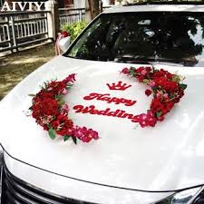 Umele Kvety Pink Simulacie Svadobne Auto Dekoracie Hodvabne Rose Set Flower Auto V Tvare Srdca Svadobne Dekoracie Wedding Car Decorations Car Decor Bridal Car