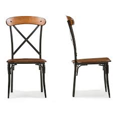 light brown wood & metal dining chair