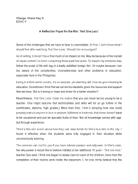 But, delving into your thoughts and experiences is harder than you might think. A Reflection Paper For The Film