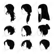 How to draw long, straight hair. Collection Hairstyle Side View For Man And Woman Hair Drawing Royalty Free Cliparts Vectors And Stock Illustration Image 71138300