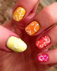 Fun Summer Mani Just Use A Small Paintbrush Dipped In Acrylic Paint Or White Nail Polish To Make Designs On Top Trendy Nails White Nail Polish Nail Designs