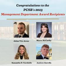 Congratulations to the 2023 recipients of the PCSB's management department  awards! Aidan Vito Arone '23
