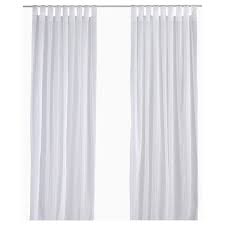 Cool, cloudy grey linen with pale blue stitching white: Matilda Sheer Curtains 1 Pair White Ikea