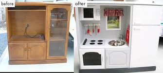 Diy Kitchen Set They Used An Entertainment Unit And Made It Into A Kitchen Set Kids Play Kitchen Diy Play Kitchen Play Kitchen