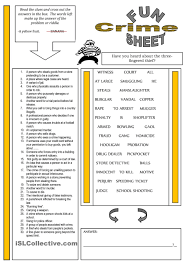 Funsheet Themes Crime Vocabulary Lessons Crime Learn English