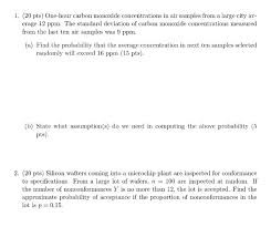 Monoxyde de carbone ppm acceptable. One Hour Carbon Monoxide Concentrations In Air Chegg Com