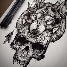 Beautiful wolf head and dreamcatcher tattoo image. Skull Wolf Skull Tattoo Design Skull Tattoos Wolf Tattoos