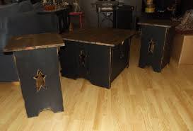 Shown In Prim Black W Stained Tops Coffee Table 170 00 End Tables 80 00 Ea With Annette Tags Primitive Coffee Table Coffee Table End Tables