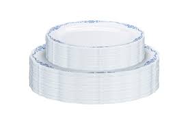 Sophisticated and chic, affordable and convenient, our premium tableware comes with impeccably matched plates, cups, napkins, utensils, and table covers — the foundation of your holiday celebration or dinner party. 80 Pcs Plastic Party Plates Set 40 Large 10 25 In Dinner Plates 40 Small 7 5 In Salad Dessert Plates Heavy Duty Disposable China Fancy Caterers Victorian Design Bpa Free White Navy Amazon Sg Home