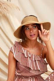 Shade Stunner Beige Straw Visor Outfits With Hats Straw Visor Hat Fashion