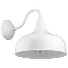 Sunlite 1 Light White Aluminum Outdoor Gooseneck Barn Light Wall Mounted Sconce Hd02241 1 The Home Depot