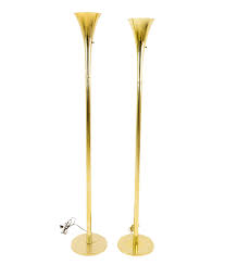 Shop for modern brass floor lamp online at target. Laurel Art Deco Tourchette Mid Century Modern Floor Lamps In Swedish Brass Pair