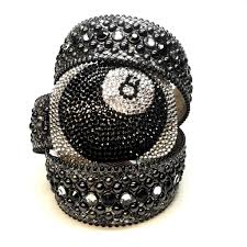 B B Simon Silver 8 Ball Swarovski Crystal Belt Dudes