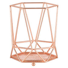 Rose gold geometric kitchen roll holder. Rose Gold Geometric Utensil Holder
