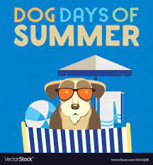 Dog days summer comic cartoon poster Royalty Free Vector