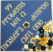 99 Problems And A Master S Degree Ain T One Custom Glitter Graduation Cap D Graduation Cap Decoration College Graduation Cap Decoration Glitter Graduation Cap