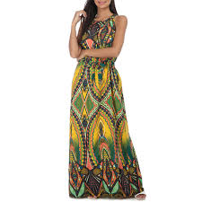 Summer dress in 100 black viscose fall for its embroidery at the neck and its white ethnic prints. Robe Longue A Motif Ethnique Avec Ceinture