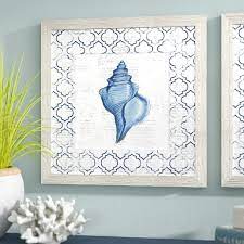 Make sure you select area wall colors which match the beach theme. Conch Shell On Newsprint Framed Painting Print Painting Frames Flag Wall Decor Painting Prints