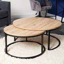 And since your coffee table is probably always covered with stuff (think magazines, remotes, coasters, books when it's closed, this table looks like your standard round drum coffee table. Set Of 2 Marseille Round Coffee Tables