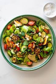 Grilled Fattoush Salad With Eggplant Simply Delicious Recipe Vegetarian Recipes Lunch Fattoush Salad Recipes