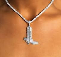 Iced Cowboy Boot Pendant