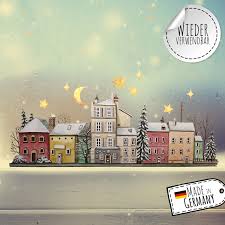 Im kindergarten, der kita etc.) erlernt. Fensterbild Weihnachtsdeko Winterstadt Stadt Sterne Wiederverwendbar Fensterdeko Winter Fensterbilder Kinder Zimmer Bf97 Wandtattoos Elfentur Tassen