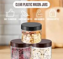 Amazon.com: Mifoci 50 Pcs 9.5oz Clear Plastic Jars Containers Wide Mouth  Food Storage Jar for Kitchen Dry Food Butter Honey Cosmetics Cream, Black  and ...
