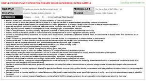 power plant operator resume sample
