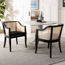Safavieh Rina Dining Chair Black Natural Black Cushion In 2020 Cane Dining Chairs Dining Chairs Black Dining Chairs
