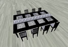 This dining table has a compact design, which is very suitable for small spaces or apartments. Second Life Marketplace Black Sleek Dining Table Set