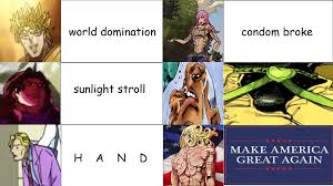 We did not find results for: Jojo Villains And Their Motives Shitpostcrusaders Jojo Bizzare Adventure Jojo Bizarre Jojo Memes