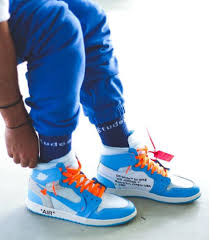 Off White X Air Jordan 1 Unc Powder Blue Aq0818 148 Nike Shoes Jordans Jordan 1 Unc Womens Fashion Sneakers