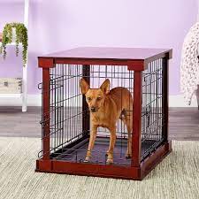 The possibilities on where you put your dog crate furniture is only limited to where the furniture will work best with the flow of the room. Merry Products Double Door Furniture Style Dog Crate Mahogany 24 Inch Chewy Com