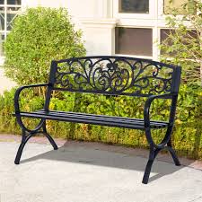 Terrassenbeete — kayserholz pin auf palet tags: Garten Terrasse Outsunny Gartenbank Sitzbank Balkon Bank Metall Gartenmobel 2 Sitzer Schwarz Banke