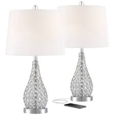 When looking for bedside lighting, be sure to take height into account. 360 Lighting Modern Accent Table Lamps Set Of 2 With Hotel Style Usb Charging Port Chrome Empire Shade For Living Room Family Bedroom Bedside Target