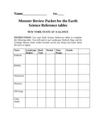 Monster Earth Science Reference Table Review Packet With Key Earth Science Earth Science Lessons Review Packet
