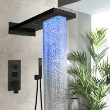 We've got a large selection of rainfall, handheld, mounted, low flow, modern models and more. Led Digital 3 Way Black Shower Faucet Set Rain Rectangle Head Handheld Spray Tap Ebay