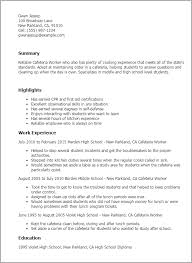 professional cafeteria worker templates