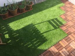 Roof Terrace With Ikea Tiles And Oakham Artificial Grass 2 Easy Patio Patio Tiles Ikea Patio