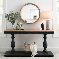 Distressed Black Double Pedestal Console Table Kirklands Dining Room Console Entry Table Decor Console Table Decorating