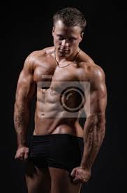 Muscle nassen sexy nackte junge mann posiert in badehose leinwandbilder •  bilder Schlüpfer, brawny, Brust | myloview.de