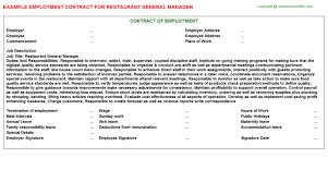 Restaurant General Manager Employment Contract | Agreements ...