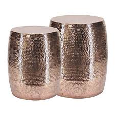 A pair of robot side tables with an oxidised copper finish. Kymore Copper Side Table Set Of 2 Copper Side Table Copper Table Side Table