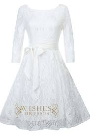 Short Lace Sheath With 3 4 Sleeves Wedding Dresses Am558 In 2020 With Images White Lace Cocktail Dress Cocktail Dress Lace White Dress Party